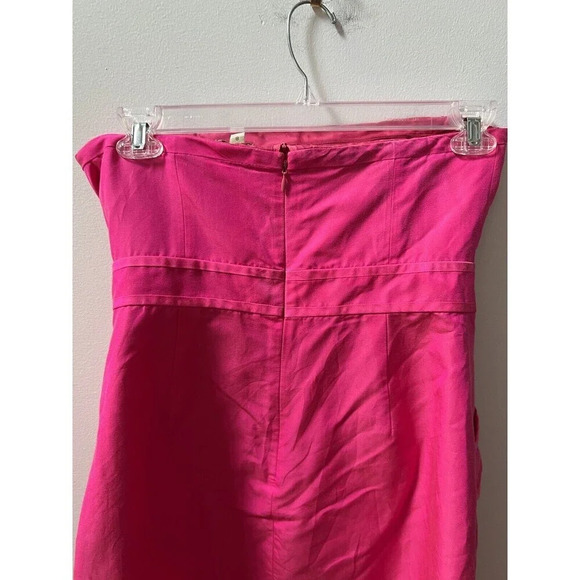 J. Crew Bright Pink Silk Cocktail Mini Dress Women's Sz 8 Barbie Pockets Ruffles - Picture 11 of 16